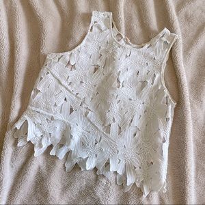 White Floral Cutout Tank | Women’s Size L